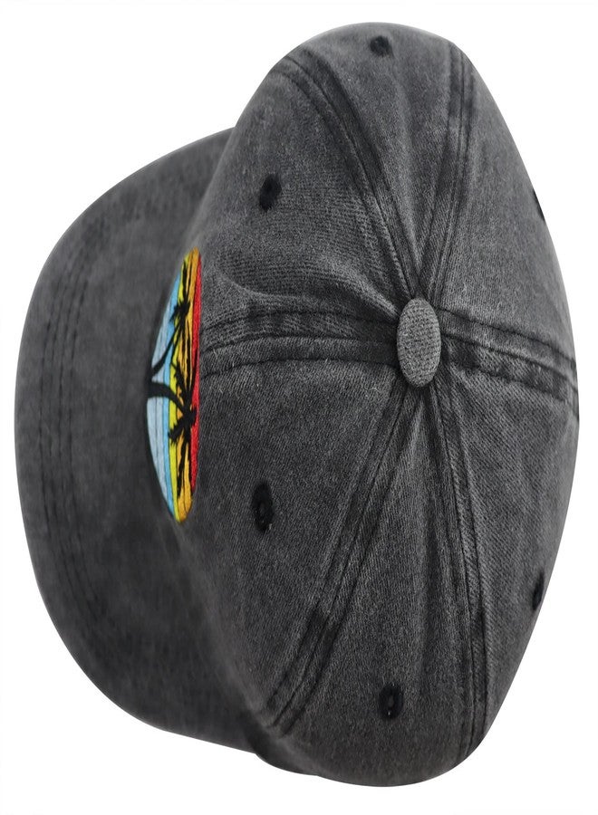 Vxchkerm Summer Sun Beach Hat for Men Women, Hawaiian Tropic Palm Tree Baseball Cap, Funny Outdoor Travel Vacation Hiking Fishing Hat, Adjustable Washed Cotton Embroidered Sunset Cap - Image 3